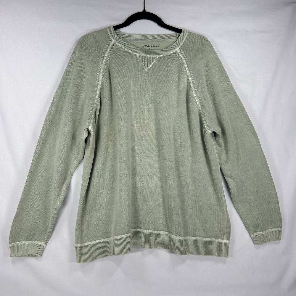Eddie Bauer Sage Green Cotton Knit Pullover Sweater Size XXL